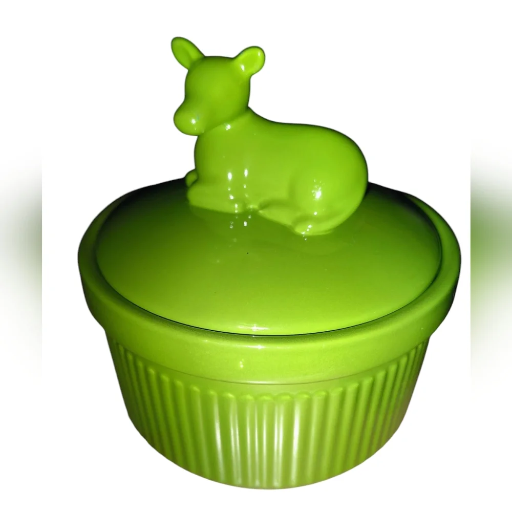 Martha Stewart Green and Blue Animal Lid Ramekins/Trinket Dishes - Picture 3 of 12